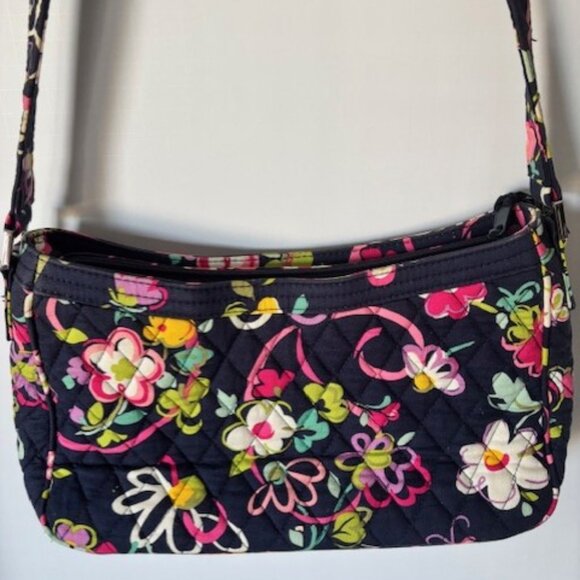 Vera Bradley Purse Shoulder Bag Retired Java Blue Cottagecore Quilted Floral - Picture 1 of 10